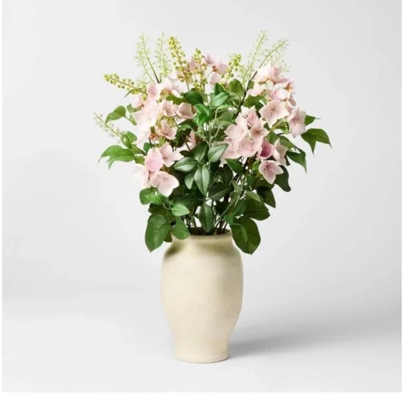 NWT Threshold with Studio McGee Pink Floral Arrangement in Vase - Picture 2 of 11